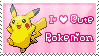 An animated stamp that rotates between multiple Pokémon. It says I love cute Pokémon.